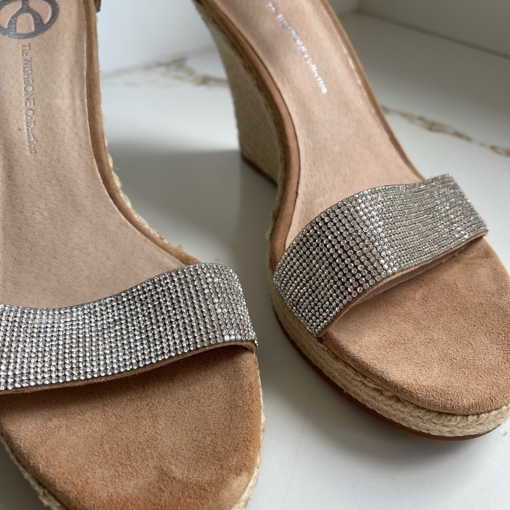 Wishbone collection studded Silver Wedge espadrilles Sandals size 9.5 - Picture 4 of 5